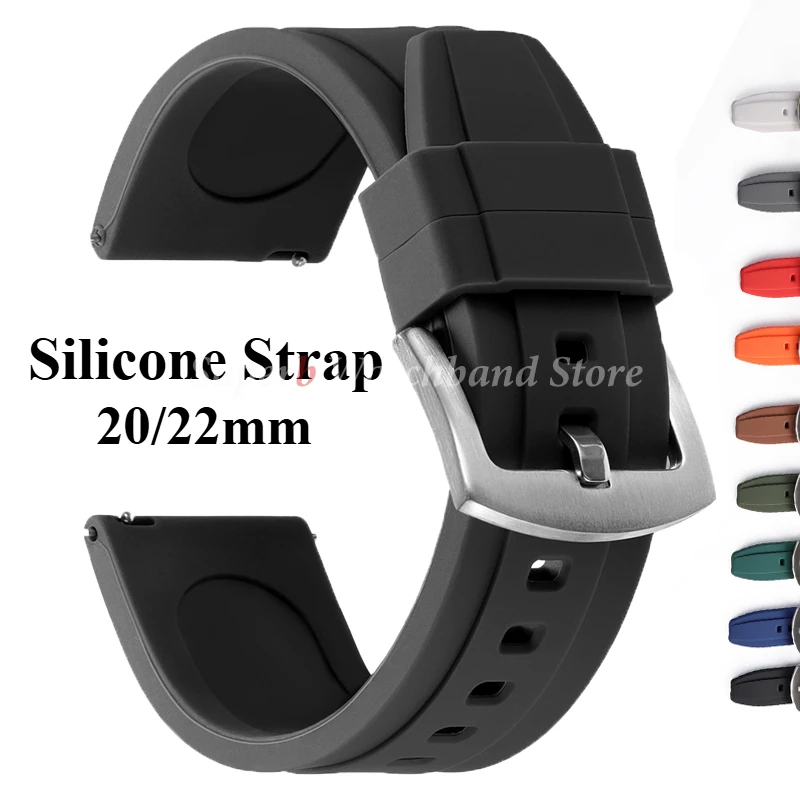 롤렉스 20mm 22mm 용 범용 방수 고무 스트랩 오메가 스포츠 실리콘 시계 밴드 세이코 퀵 릴리스 팔찌