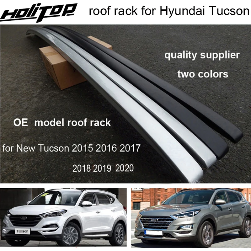 Rack de teto estilo original, trilho de bagagem, rack de teto para hyundai tucson 2015-2020, prata e preto, furo de broca grátis, instalação fácil