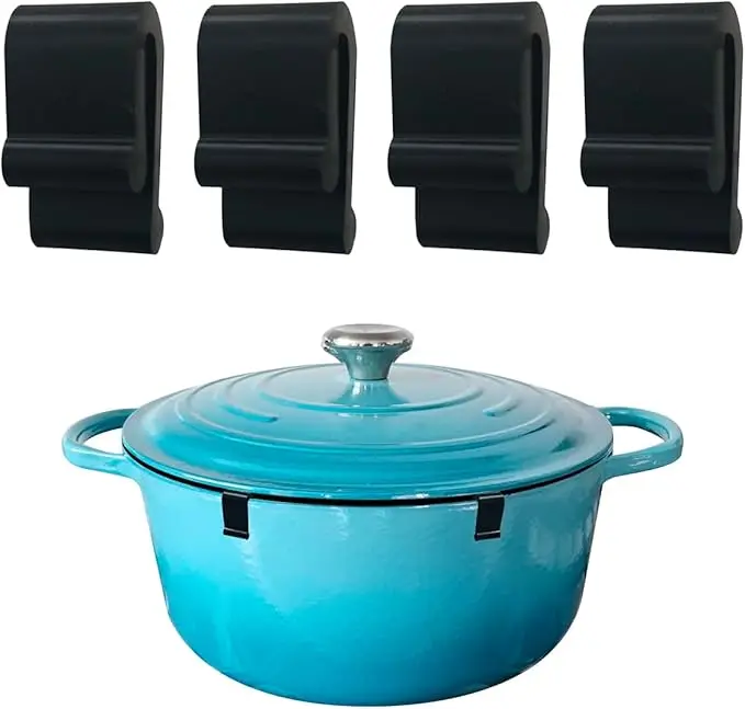 4pcs Dutch Oven Lid Protector Clips Pot Lid Bumper Dutch Oven Protective Clip Non-Slip Pan Protectors Cookware Lid Protector