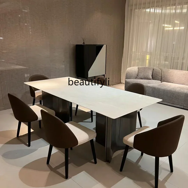 

Kari ice jade pure natural marble dining table imported high-end rectangular luxury stone dining table2005