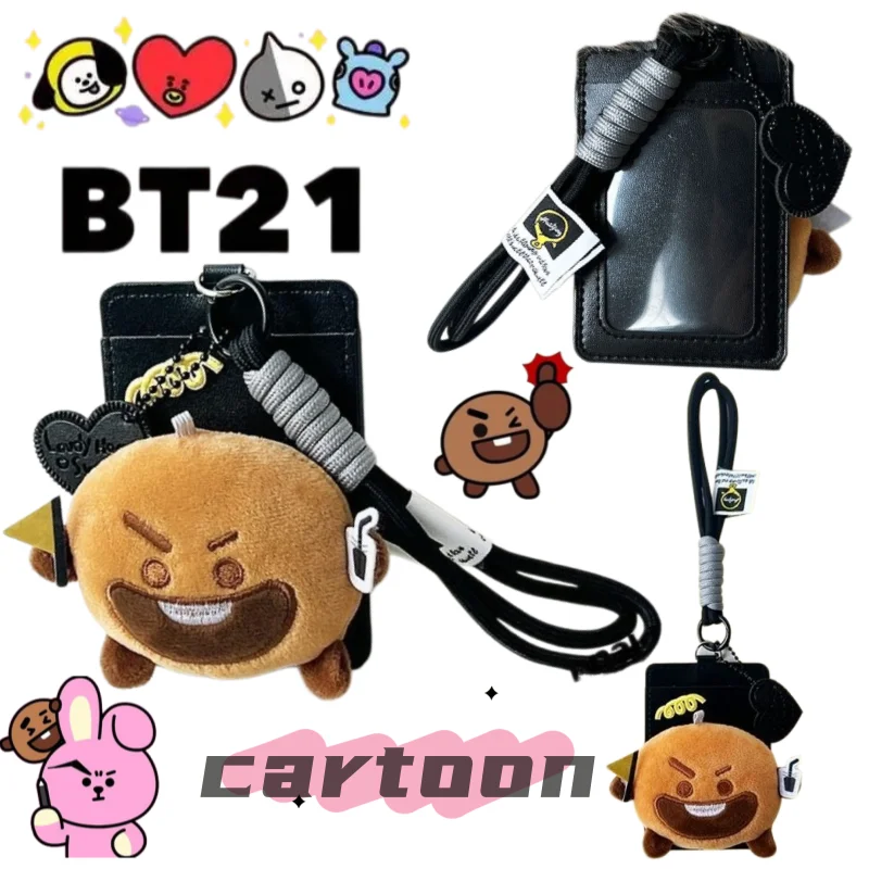 

New BT21 cartoon cute Shooky keychain, high-value creative fashion personality, student campus card and bus card holder pendant
