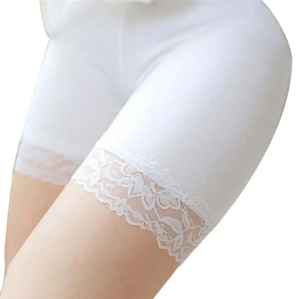 Women Elastic Solid Color Lace Seamless Breathable Leggings Safety Panties Shorts Lace Knickers Slimming Underwear Lingerie