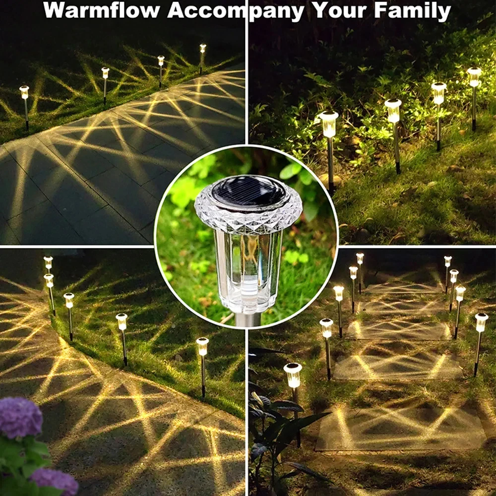 Imagem -04 - Impermeável Brilhante Rgb Cor Mudando Luzes Solares Caminho ao ar Livre Luzes Branco Quente Jardim Quintal Garagem 12 Pcs