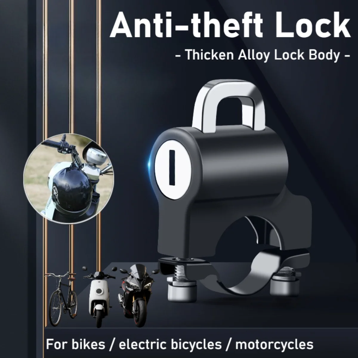 

Universal Motorcycle Helmet Lock Security Anti-Theft Fixed Helmet Lock 22-24mm Handlebar Brake Handle Solid Lock Moto Accessory