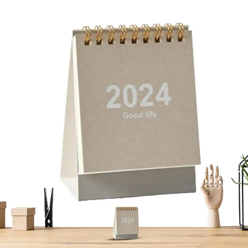 

Mini Desk Calendar Small Stand Up Desk Calendar 2024 Mini Daily Schedule Thick Paper Twin-Wire Binding Tiny Calendar For Desk