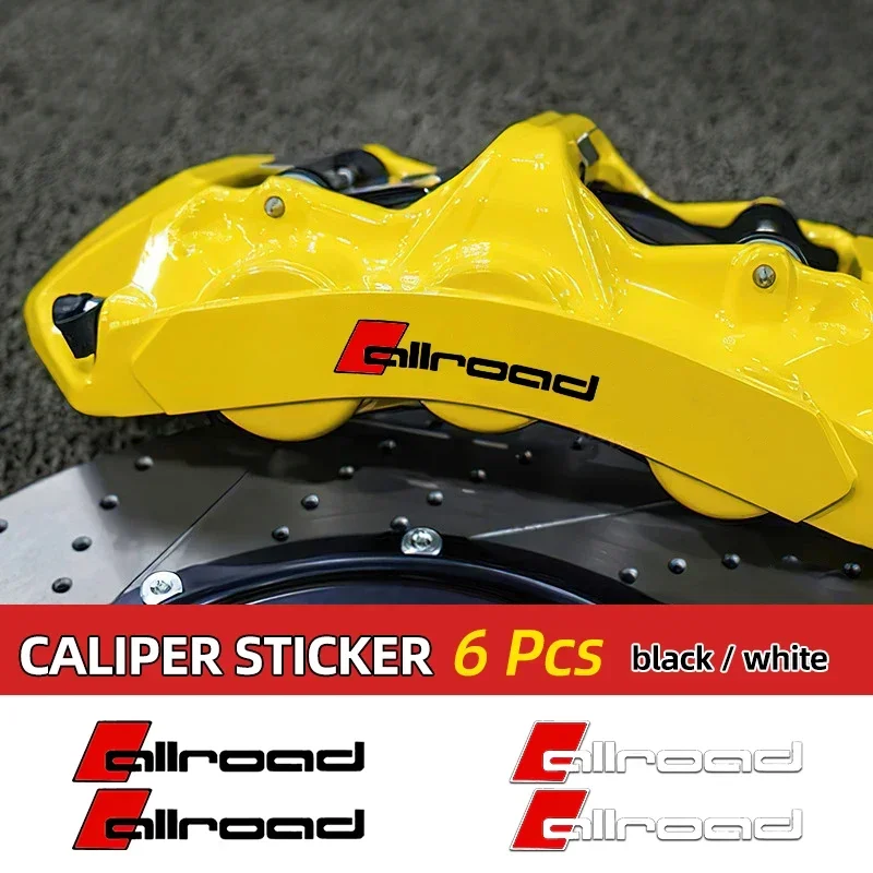 6pcs Heat Resistance Caliper Decals Allroad Car Wheel Rim Sticker Sport For Audi allroad A3 A4 B8 8P 8V B6 A5 A6 C7 Q5 B9 B7 C6