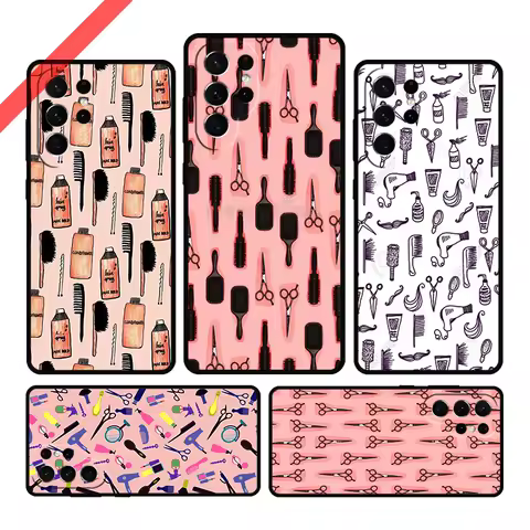 Barber Scissors Hairstylist Hairdresser Phone Case For Samsung S20 FE S21 S10 S23 Plus S24 S22 Ultra Note20 Note10 S9 S8 Cover