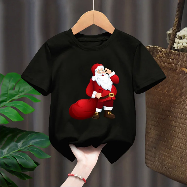 Summer Fashion Funny Santa Gift Graphic Kids Tshirts Boys Short Sleeve Children T-shirt Girls Casual TopsTee