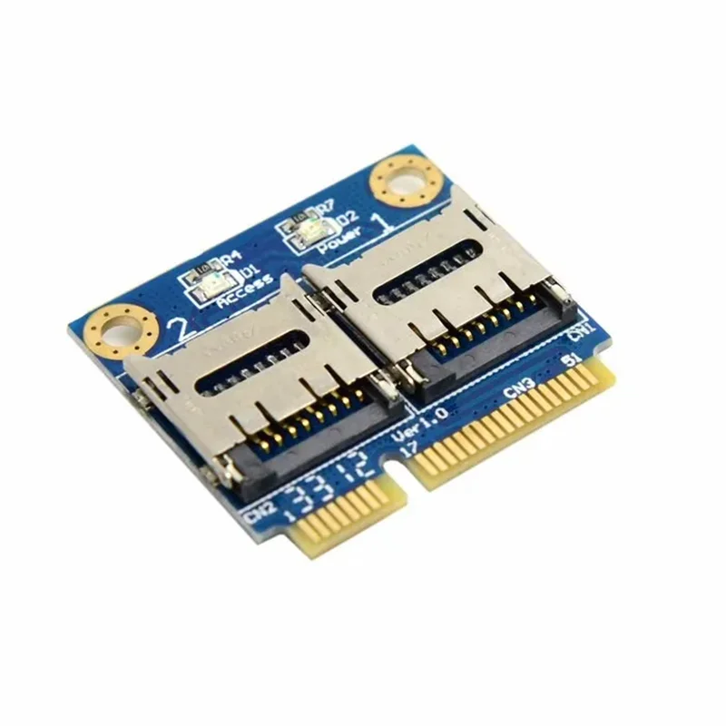 Dual TF Micro SD Card to Mini pcie pci express pci-express PCI-E Express with half Bracket Memory Card Reader Adapter