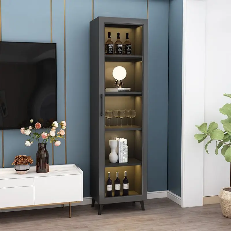 Simple narrow cabinet, crevice, dining edge, glass door, storage wine cabinet, living room corner storage cabinet, light luxury