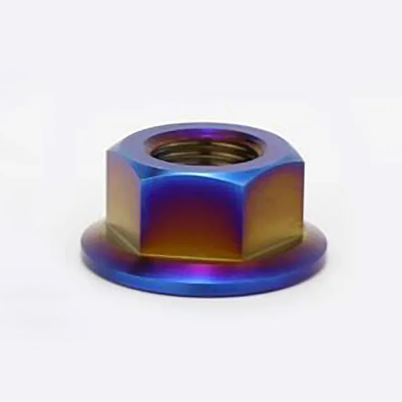 Blue M5 M6 M8 M10 M12 M14 M16 Titanium Flange Nuts 6Al-4V DIN6923 Grade 5