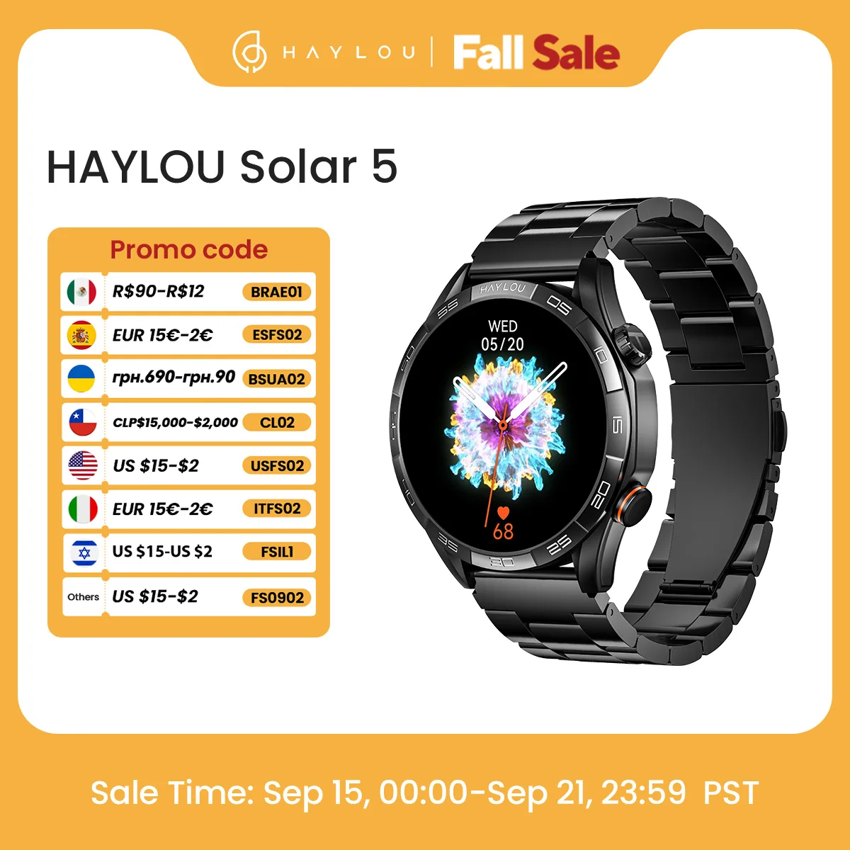 

Смарт-часы HAYLOU Solar 5 с функцией голосового вызова, 1,58-дюймовым AMOLED-дисплеем, 60 Гц, 24-часовой мониторинг здоровья, спортивные смарт-часы для мужчин