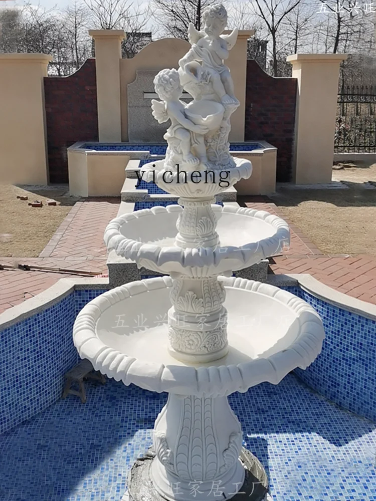 Angel Sculpture Fountain Courtyard Balcony Flowing Water Fish Pond Landscape Furnishing Articles