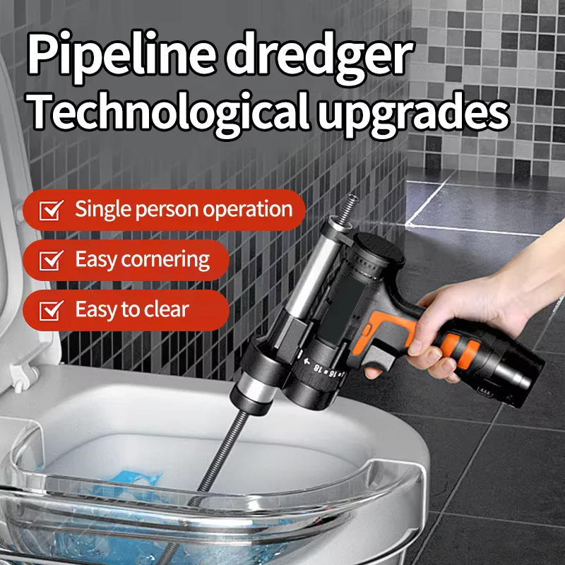 Toilet Sewer Electric Pipe Dredger Household Floor Drain Clogging Clean Tool Kitchen Vegetable Washing Pool Piping Drill Machine