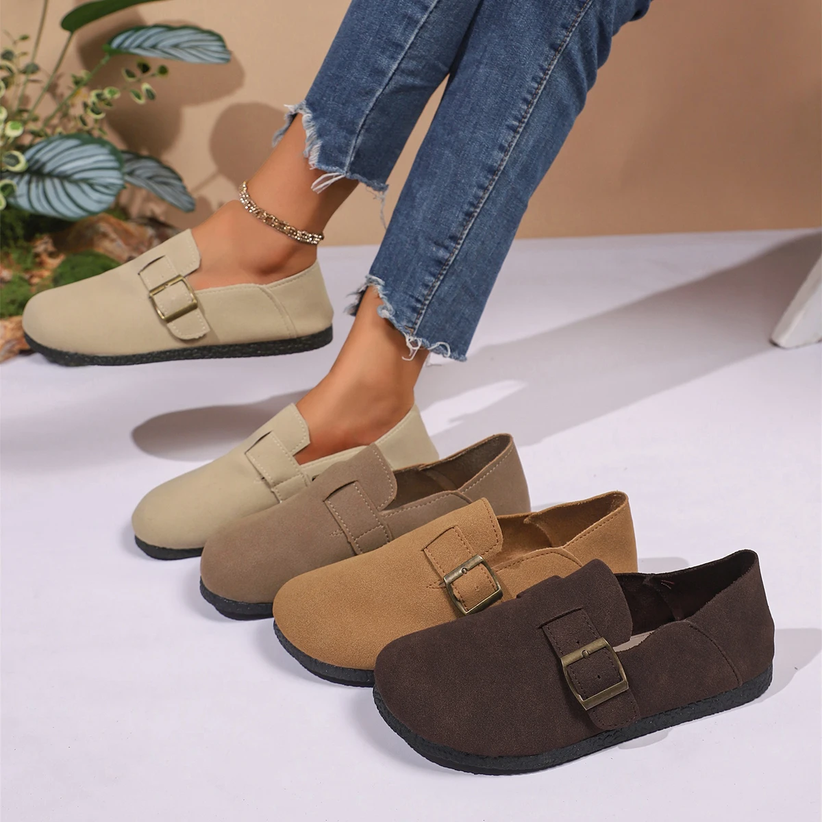 حجم كبير المرأة بلون عالية الجودة حذاء مسطح الربيع والخريف لينة أسفل مريحة عدم الانزلاق الترفيه المنخفضة أعلى الأحذية #6