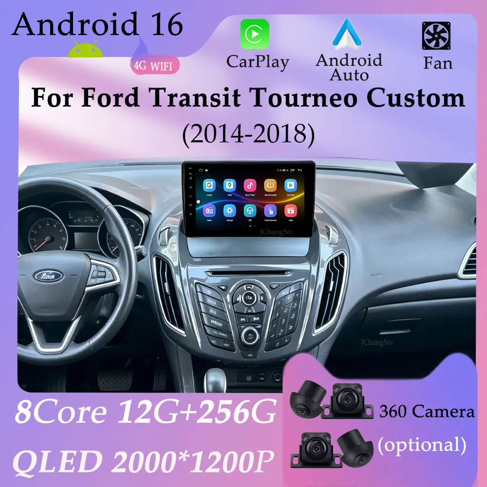 CarPlay Wired Android GPS Navi for Ford Transit Tourneo Custom 2014 - 2018 Car Radio Multimedia Player Split Screen DSP Stereo