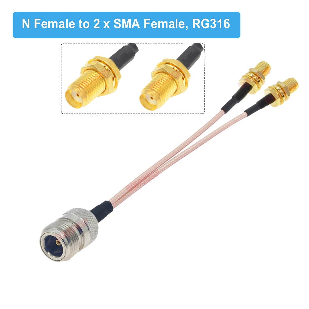 Splitter typu N męski/żeński do 2 x SMA męski/żeński 4G 5G LTE rozdzielacz Adapter do anteny RG316 15CM