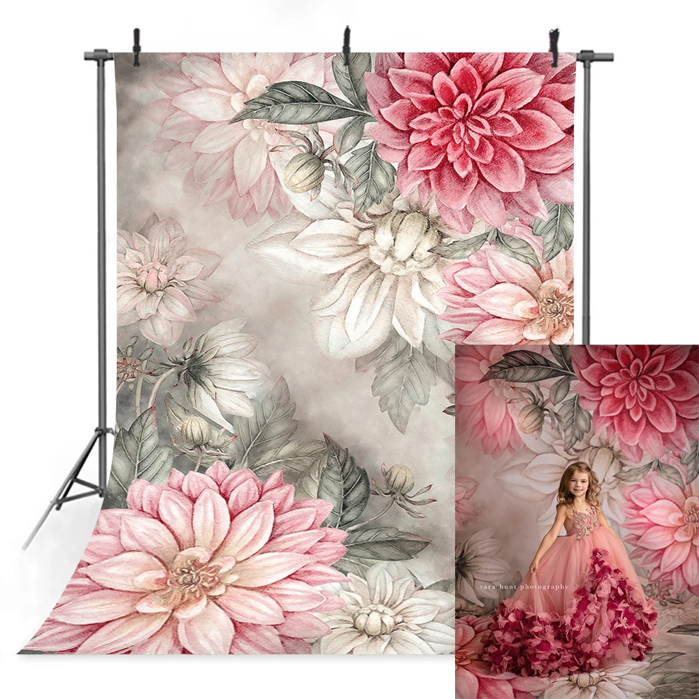 Fondos florales pintados a mano para sesión fotográfica de bebé, fotografía de mujer embarazada, utilería para estudio fotográfico de bebé, fondo de flor rosa