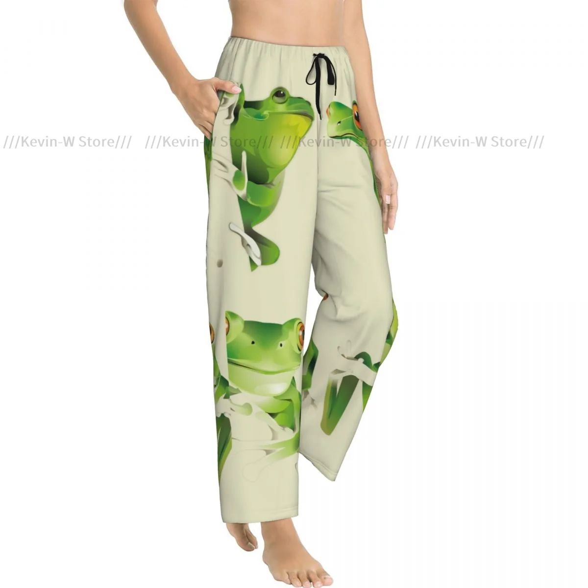 

Теплые фланелевые брюки для сна для женщин, пижамные штаны с лягушкой и эластичной резинкой на талии
