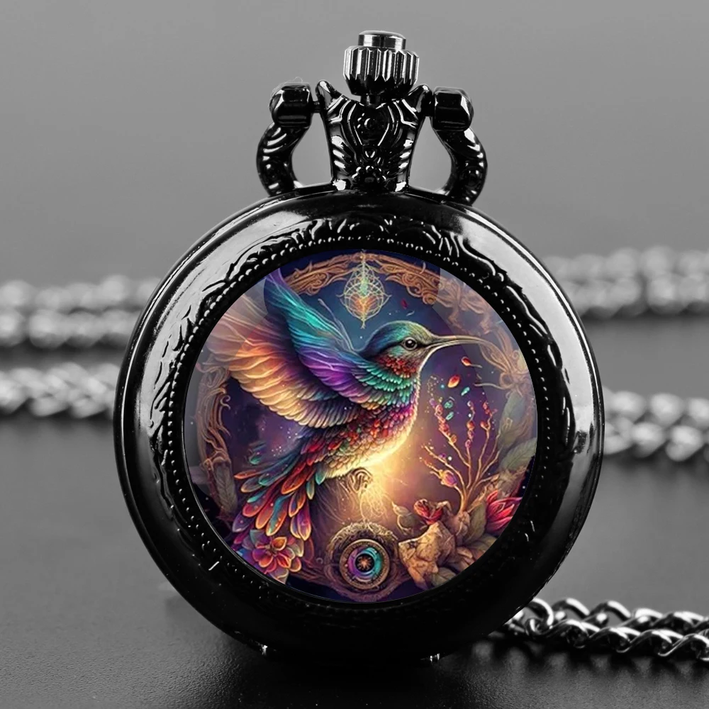 Vintage Creative Bird Design Quartz Pocket Watch Necklace Pendant Ideal Gift for Men & Women and Kids Pendant Birthday Gift