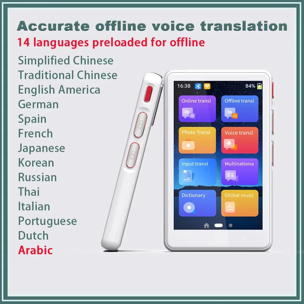 Traductor de idiomas AI P40 Traducción en línea en 135 idiomas Compatible con foto sin conexión Voz BT WIFI Traductores inteligentes en tiempo Real