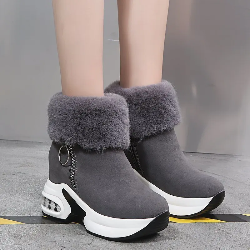 2023 Women Ankle Boot Warm Plush Winter Shoes Woman s High Heels Ladies   Snow s Height Increasing