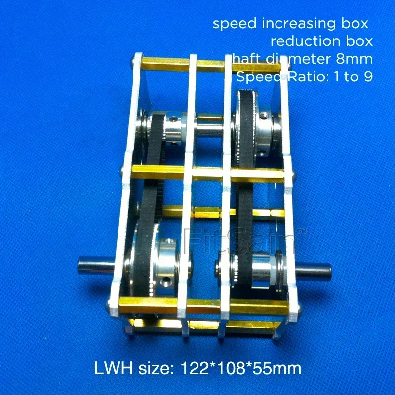YF For 1:9/12/16 Synchronous Pulley Belt Pulley Double Axle Reducer Gearbox Accelerator High Torque Reducer
