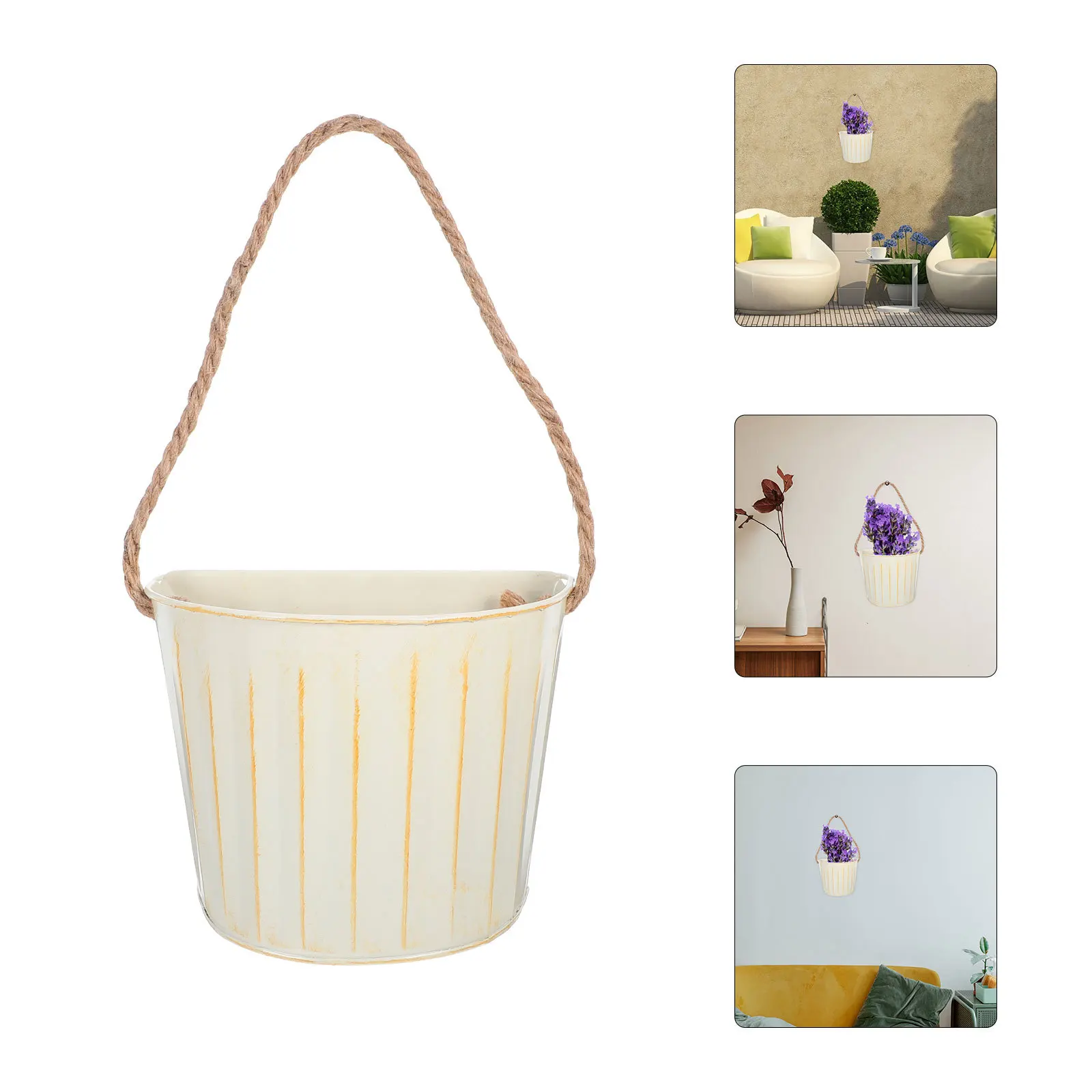 

Outdoor Hanging Flower Pot Wall Mounted Planter For Garden Balcony Porch Rustic Metal Hanging Planter Bucket Home Decor