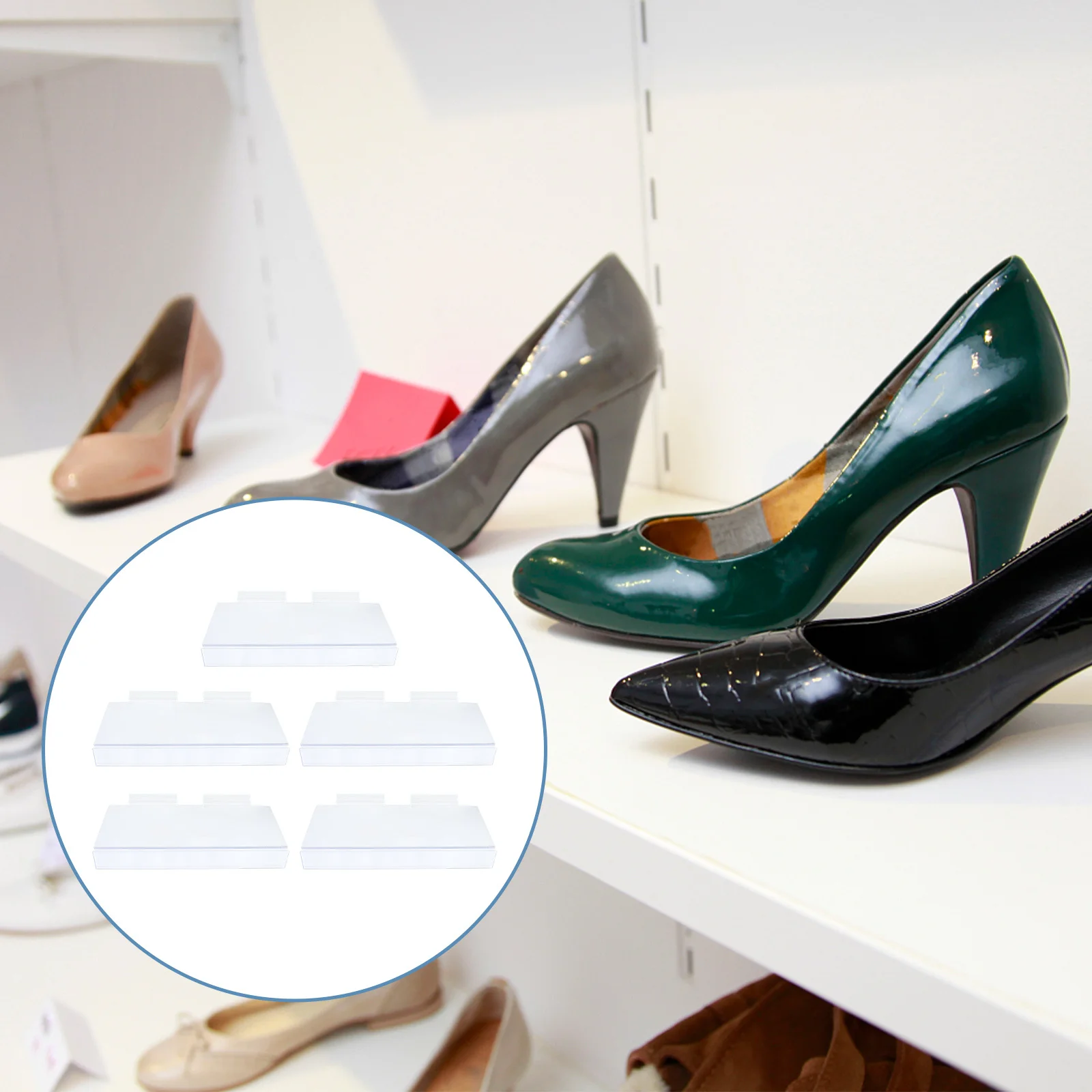 

5pcs Shoe Display Stand Clear Plastic Shoe Rack For Retail Store Sneaker Sandal Holder Shopping Mall Display Shelf