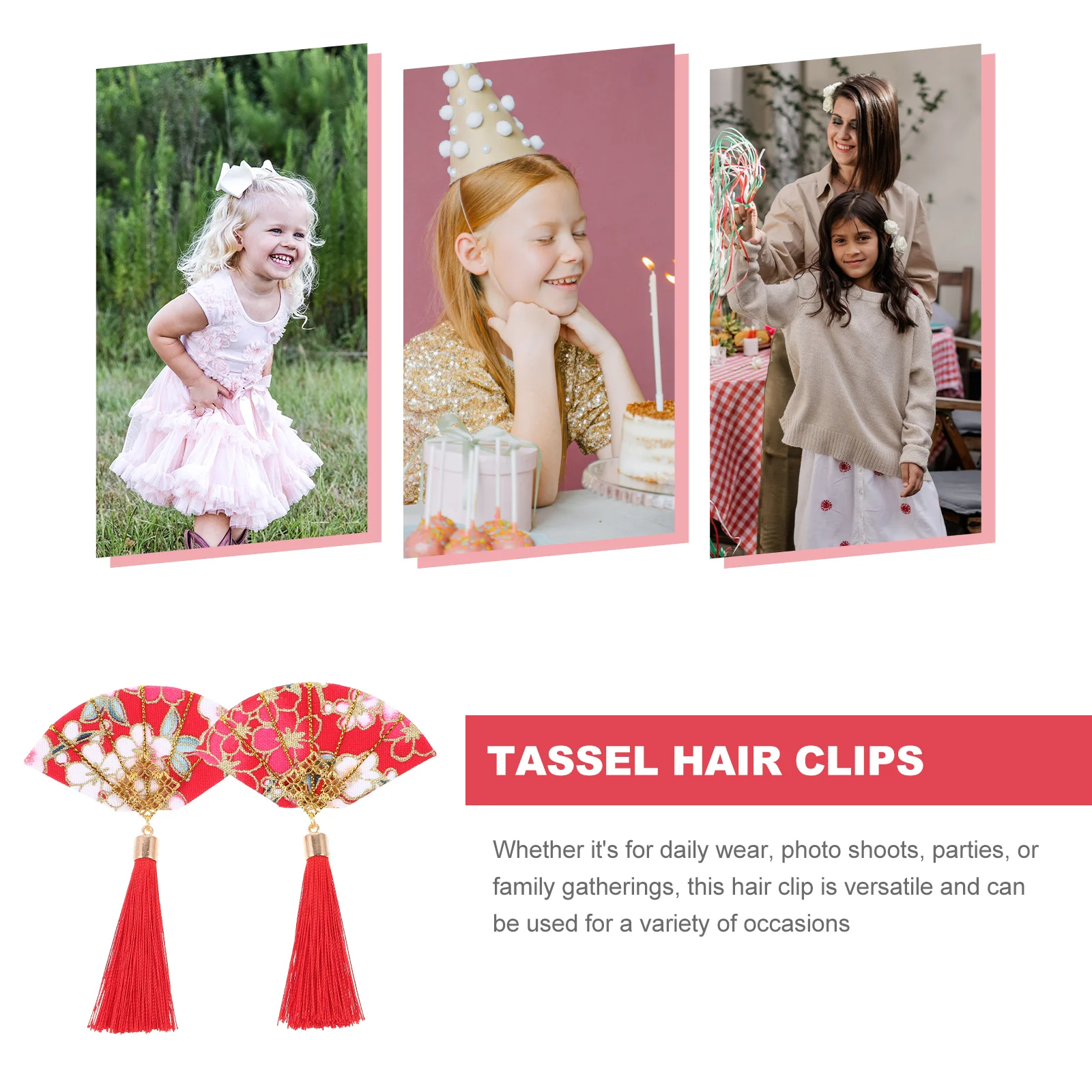 

2pcs Fan For Women Girls Flower Tassel Hairpin Lightweight Party Wedding Accessories Teen Girls Decorative Clips Fine Thin Hair