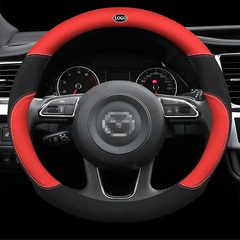 Suede Car Steering Wheel Cover 15 Inches / 38 Cm for Mazda 2 3 5 6 8 Atenza Axela BT-50 CX5 Cx7 Cx3 CX9 CX30 2019 2020 2021