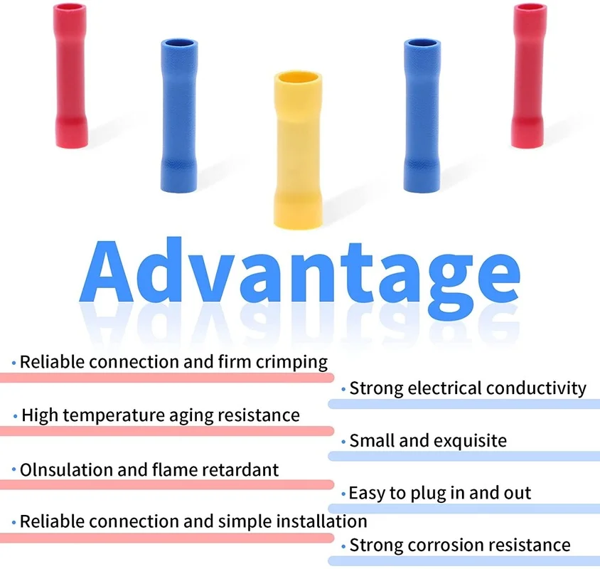 Electrorapick 150Pcs Crimp Butt Connectors Insulated Straight Electrical Connectors Automotive Cable Crimp Terminals