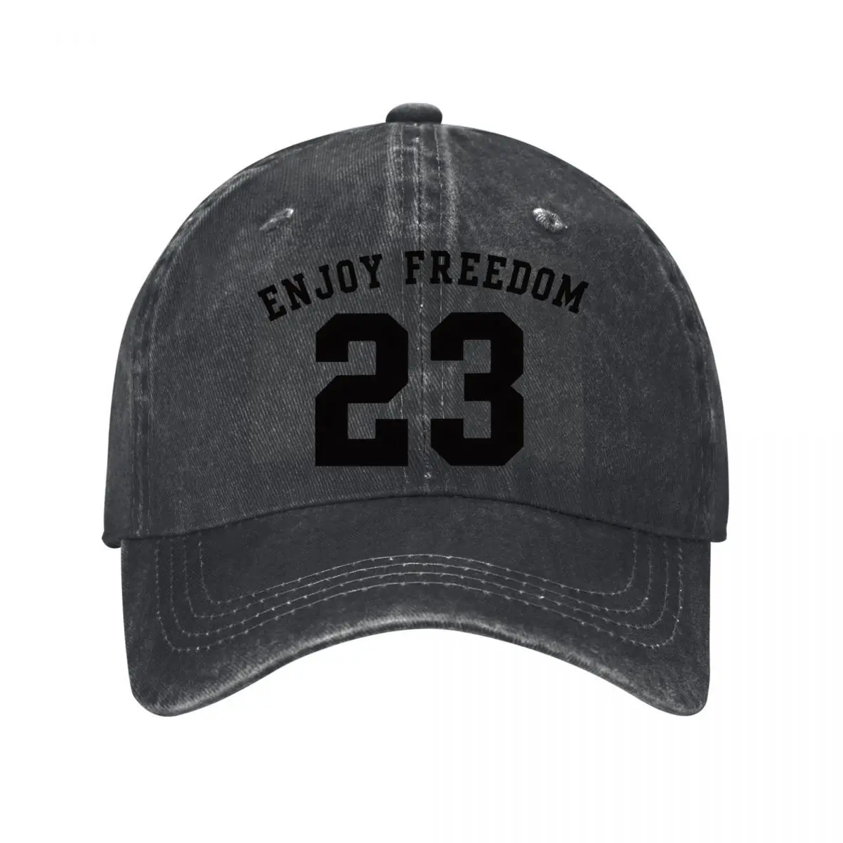 Enjoy Freedom 23 Bold Varsity Number Typography Washed Baseball Cap Outdoor Hat