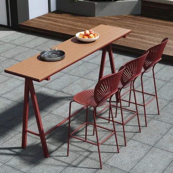 

*Tea Shop Outdoor bar Table and Chair Combination Open-air Waterproof Sunscreen Long Table Home Balcony Leisure High Table