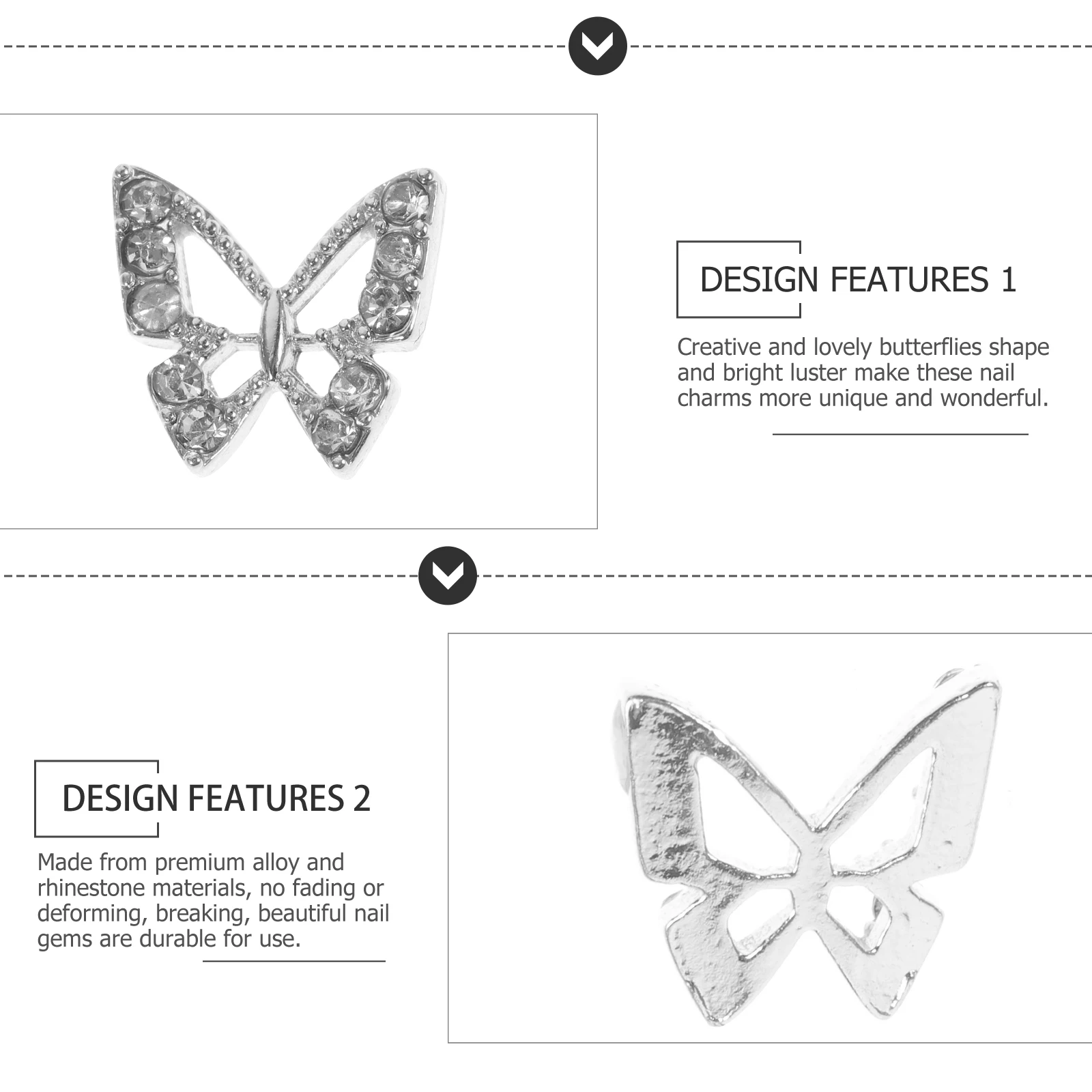 

20Pcs Exquisite Butterfly Nail Art Charms Sparkling Nail Gems for Women DIY Manicure Decoration Multiple Purpose Craft