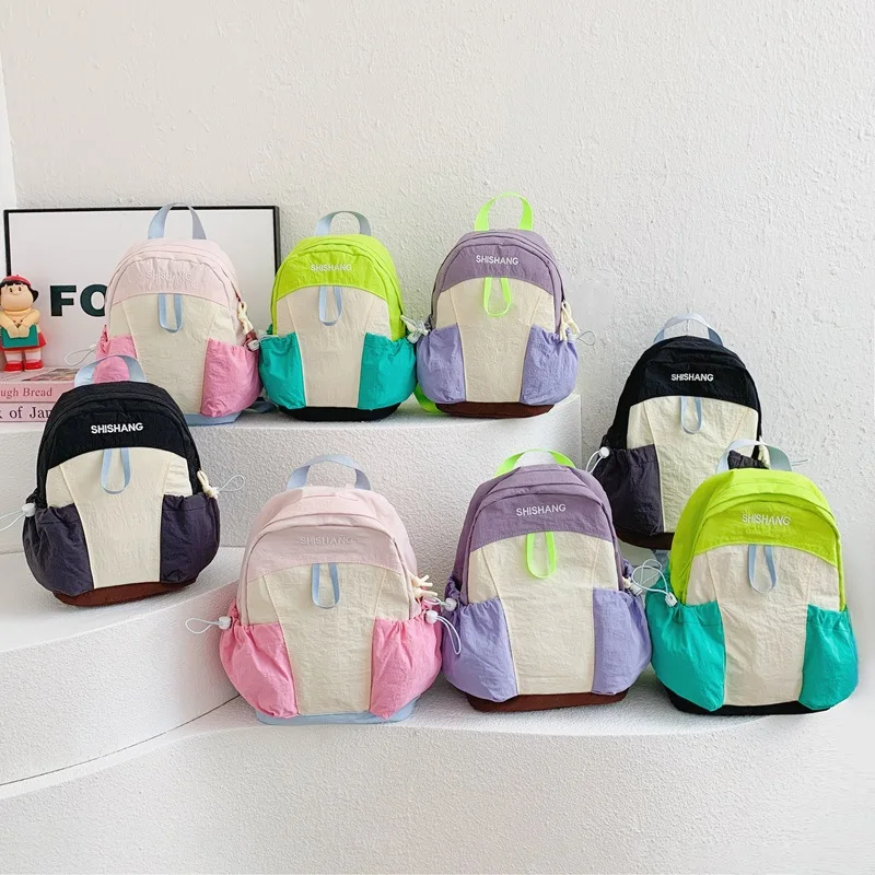 Lightweight Color Block Nylon Backpack For Girls Waterproof Small Daypack Toddler School Bag Women Kids Outdoor Sports
