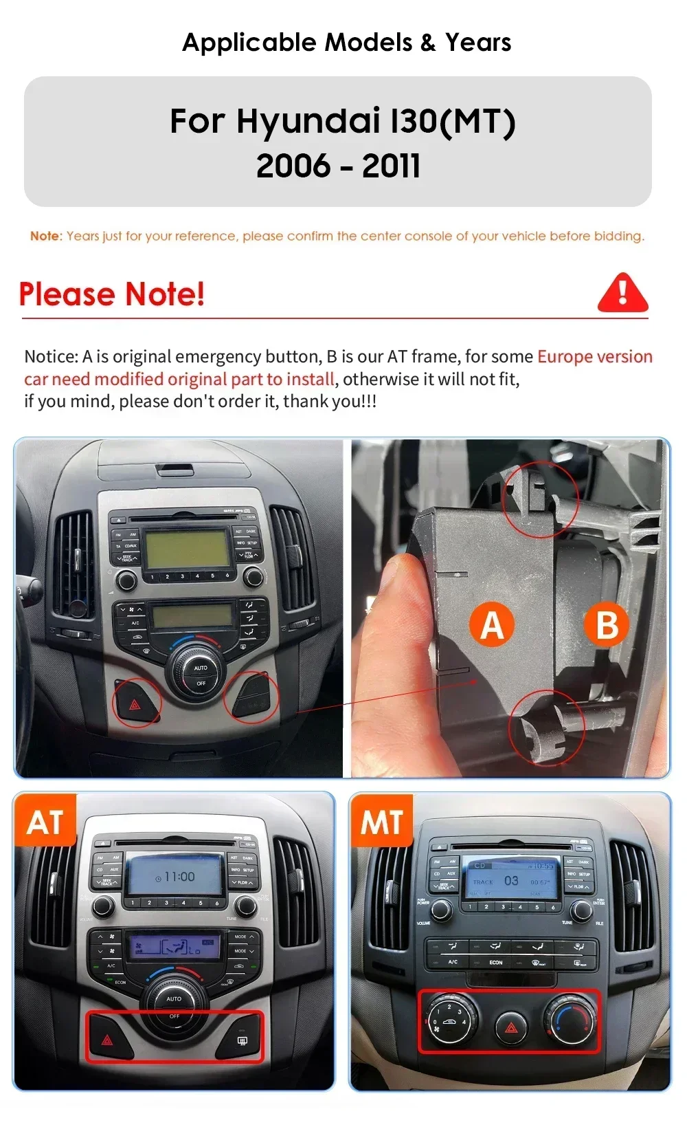 For Hyundai I30 2006-2011 Android Car radio Multimedia Video Player 4G WIFI wireless Carplay 7862 GPS navigation Stereo Screen