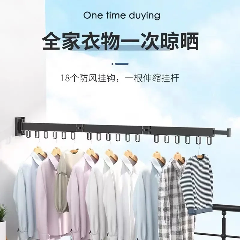 Wall Mounted Folding Clothes Drying Invisible Telescopic Cloth Hanger Drying Rod Simple And Easy Clothes Drying Rack Non Porous