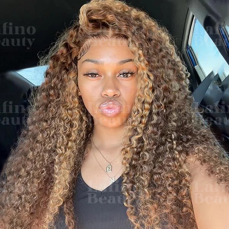 Curly wig highlight wig human hair curly human hair wigs 13x6 lace frontal wig deep wave water wave cheap wigs on sale for 4/27