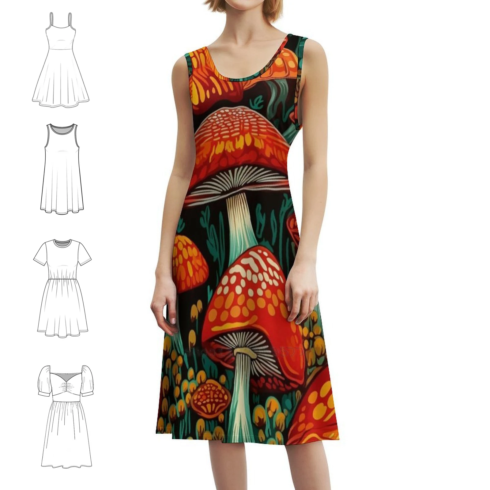 Amanita Mushroom Joy-vestido informal estilo Hip Hop para mujer, ropa con estampado gráfico para fiesta y Club, Amanita Amanita Muscaria Mushrooms para mujer