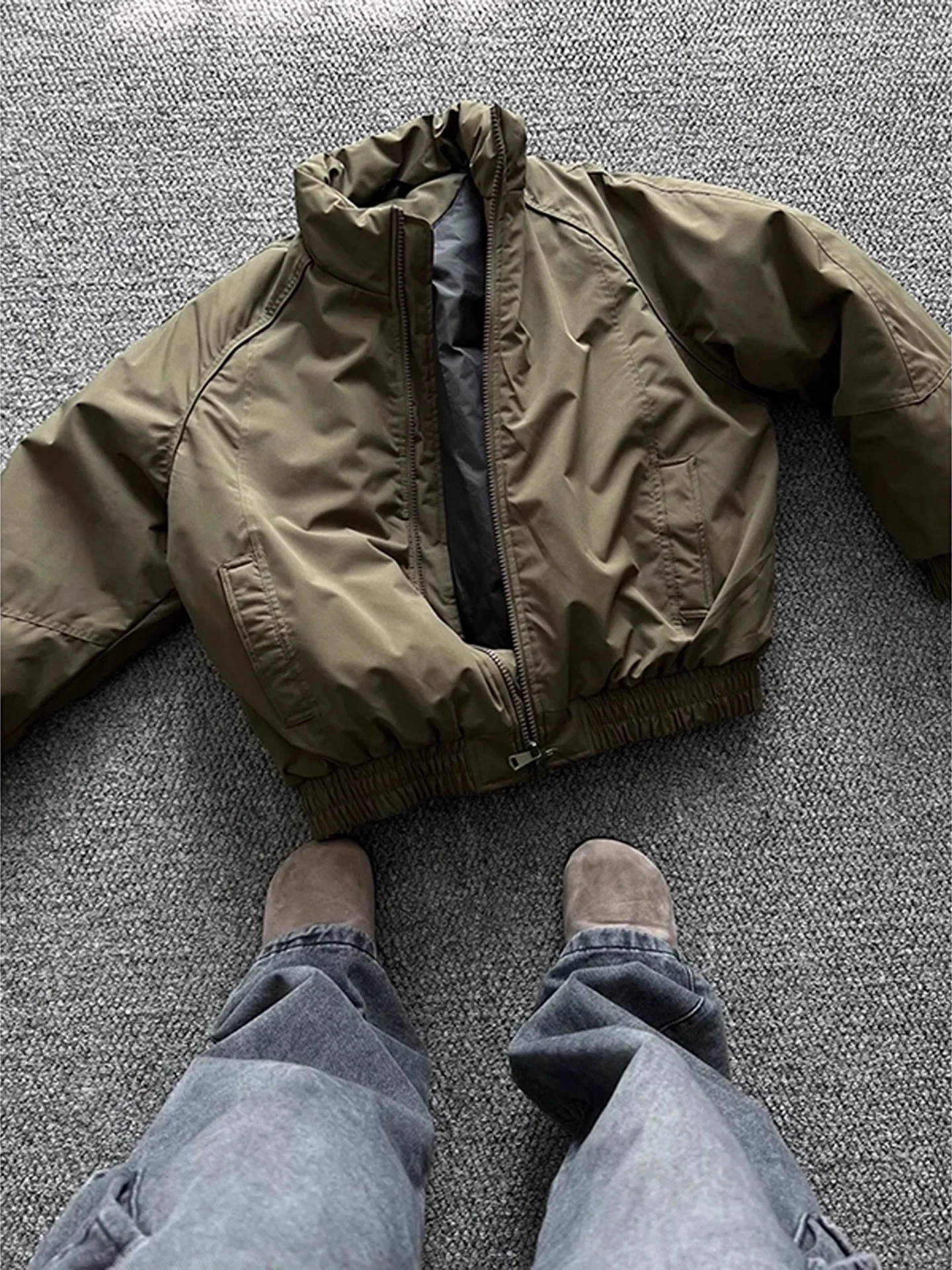 

Military een Pilot Jaet Cotton Coat Men's Winter Warm Thiened American Bomber Cotton Clothes Stand Collar Zipper Closure