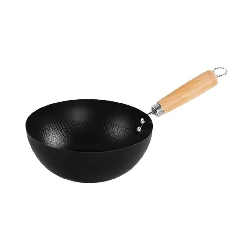 Cast Iron Wok for One Person Meal Preparation Wrought Iron Construction Fits Induction Cooktop Gas Stove Electric Hob Pan 2