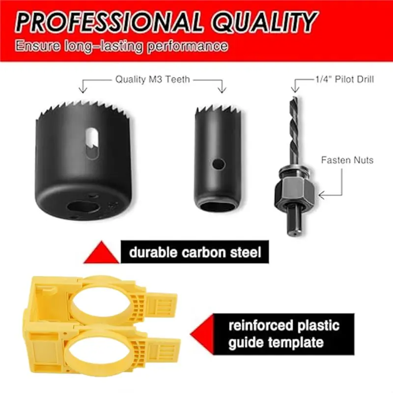 N82R Door Lock Installation Kit Door Hole Drilling Kit For Wood Door Door Lock Hole Saw Door Knob Installation Kit Yellow