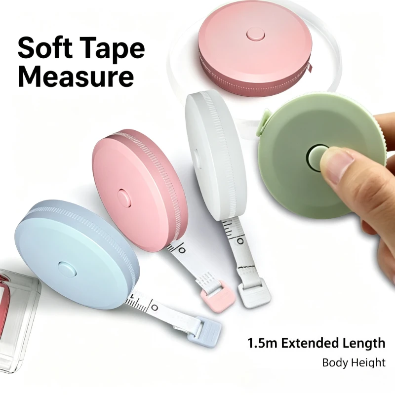 Auto Retractable Soft Tape Measure 1.5m Portable Flexible Measuring Tape for Body Height Sewing Tailor Fitness Home Use
