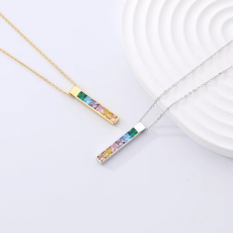 925 sterling silver personalized zircon rainbow necklace female fashion special-interest clavicle chain