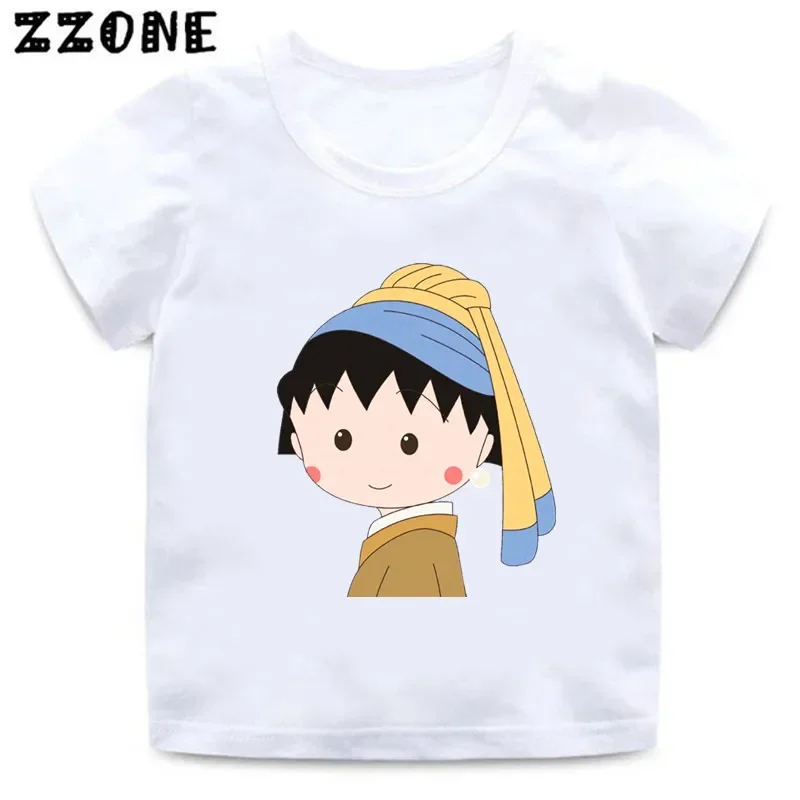 Desenhos animados infantis impressão camisetas, chibi, maruko, chan, manga curta, bebê, roupas de meninas, meninos, tops de verão, venda quente