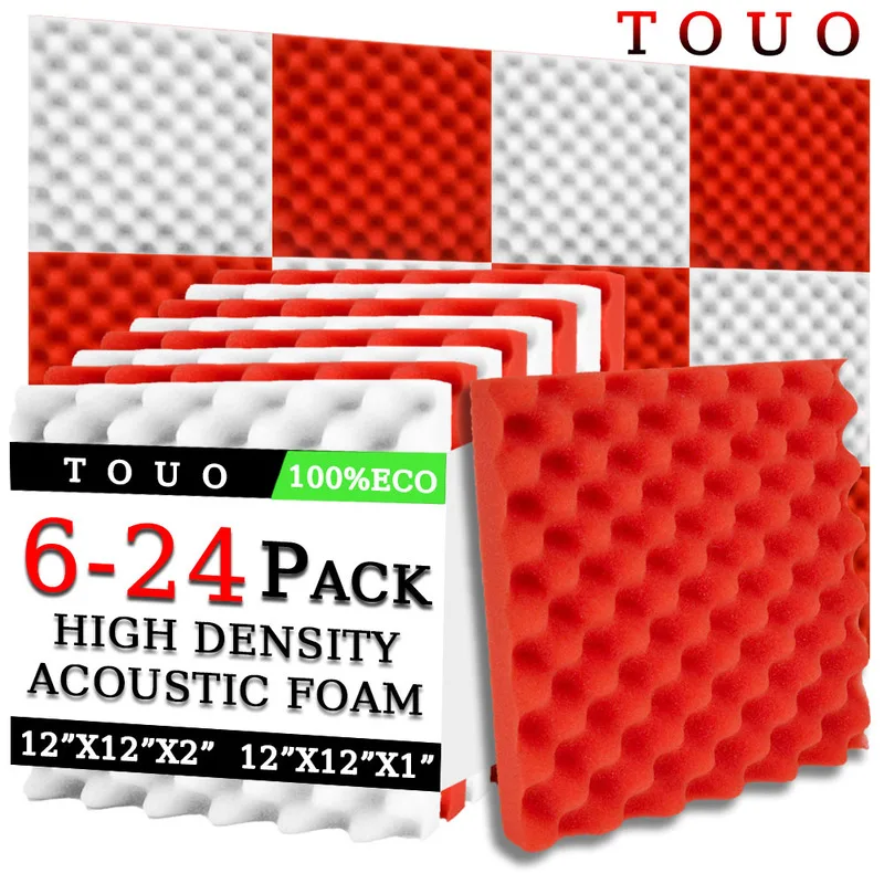 

TOUO Acoustic Foam 6/12/24pcs Studio Sound Proof Foam Egg Trough Sound Proofing Padding Wall Soundproofing Ceiling Insulation