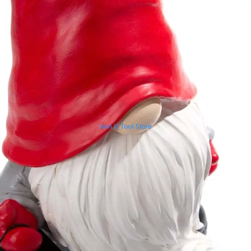 Y08D Welcome Home Gnome Sculpture with Solar Power Lantern Gnome Ornaments for Home Outdoor Garden Decoration