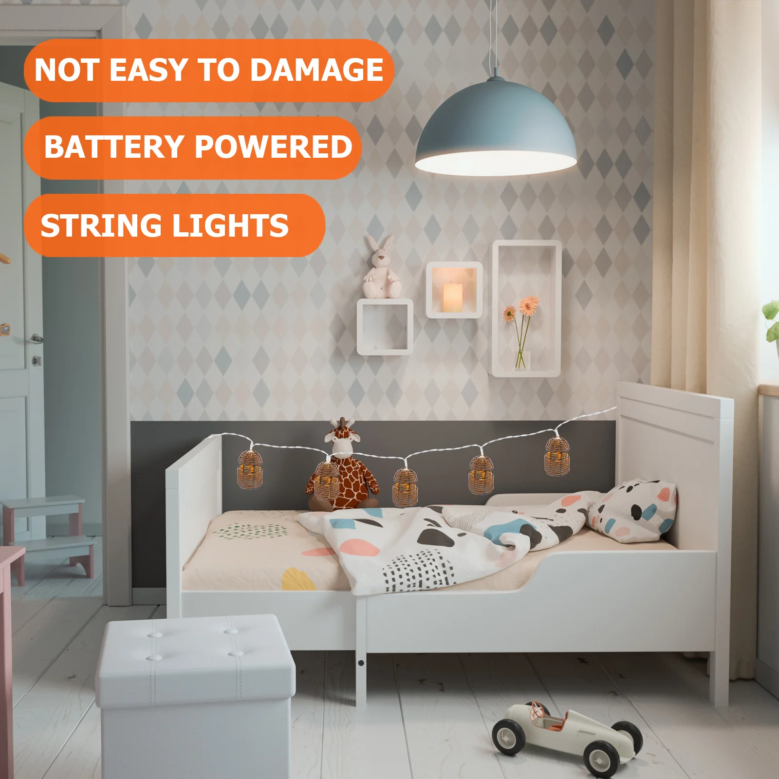 

Led Decorative Light String Simulated Rattan Design Powered Warm Lights For Party Garden Restaurant Bedroom