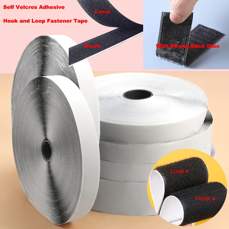 

12M/Pair Self Hook Adhesive Hook and Loop Fastener Tape Nylon Hook Magic Adhesive Tape Sticker with Strong Glue 16-50mm